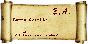 Barta Arszlán névjegykártya